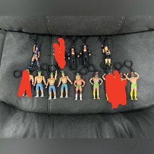 WWE chibi in motion LOT of 10! Key chain figures! Cena, Macho Man ect!!